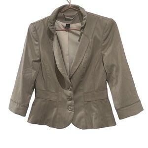 White House Black Market light brown ruffle blazer. Size 2